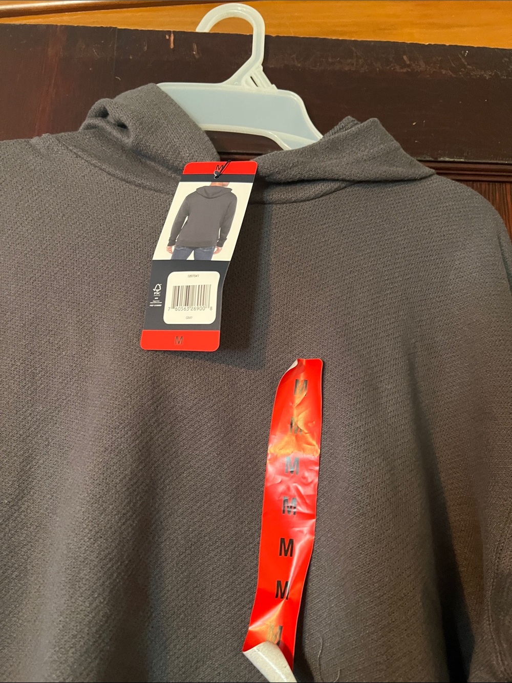 Grey Hooded Pullover Sweatshirt